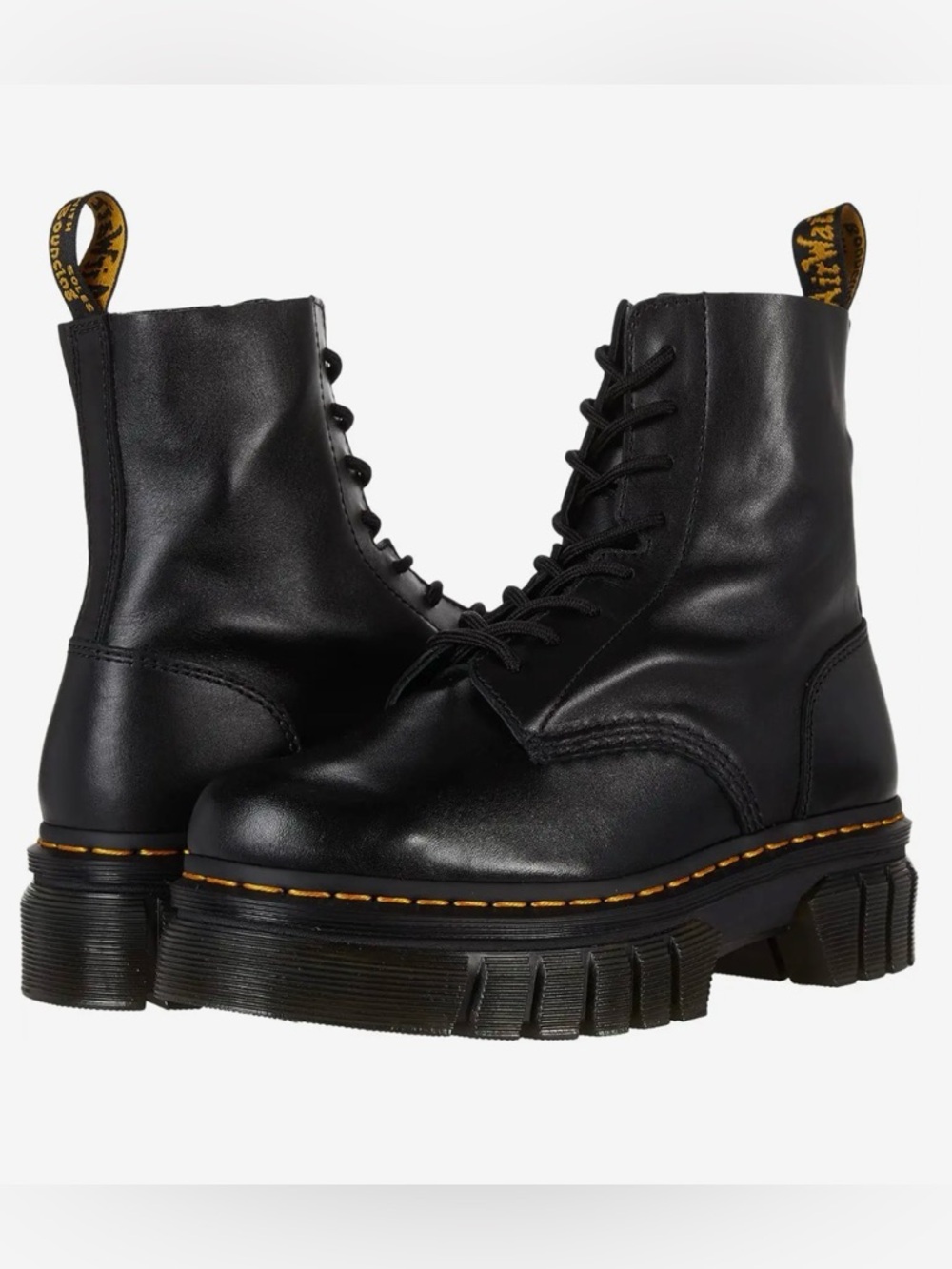 Dr. Martens Black Leather Lug Sole Lace-Up Boots